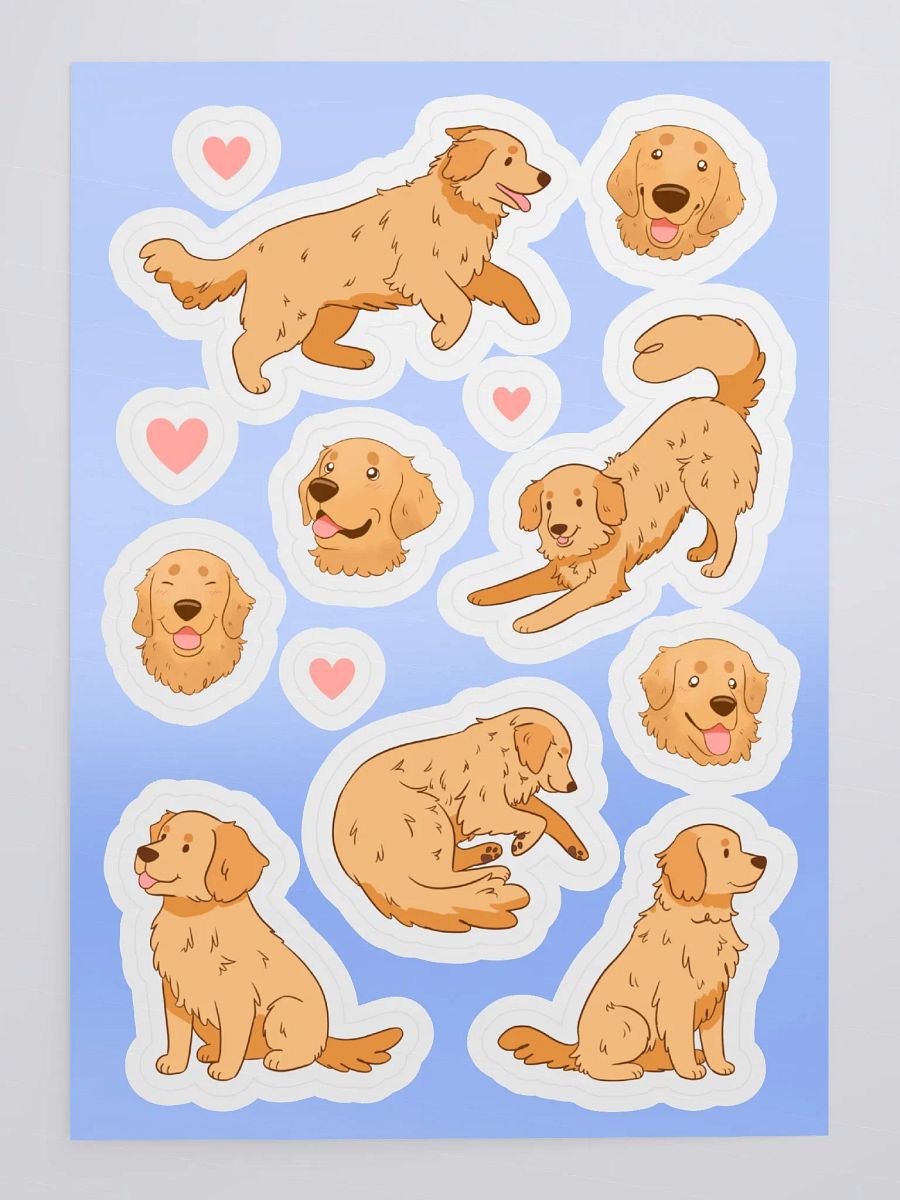 Cute golden retriever dog stickers pack product image (4)