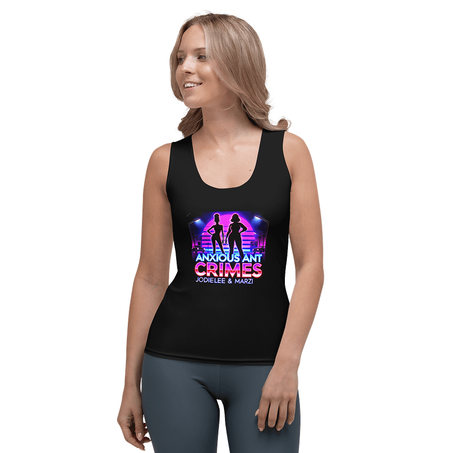NEON NIGHTS SYNTHWAVE COUSIN TANK BLACK product image (1)