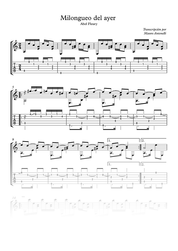 Milongueo del ayer - Partitura + Tabs product image (1)