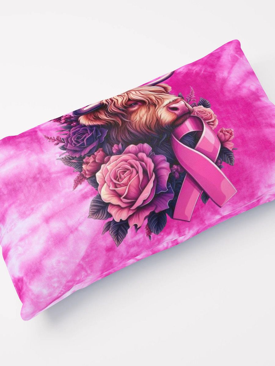 Highland Cow Blooms Breast Cancer Awareness Pillow product image (10)