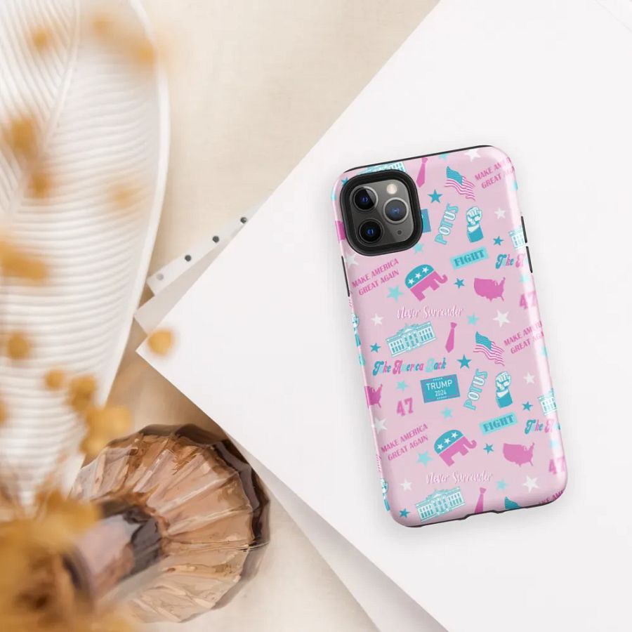 Trump 2024 Election-Themed Patriot Make America Great Again Pink Pattern Phone Case for iPhone product image (37)