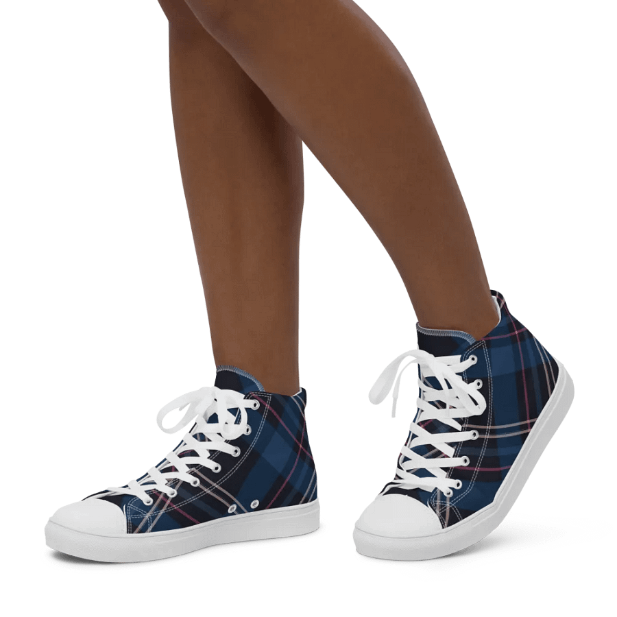 Navy Tartan Plaid Women's High Tops product image (8)