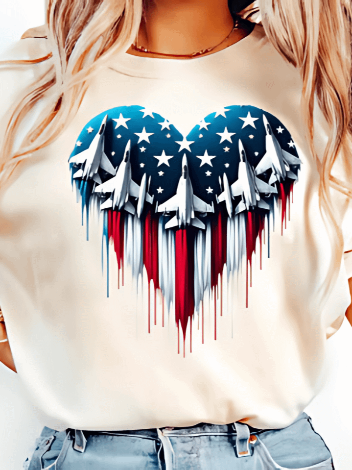 **4th of July Sublimation Design – Air Force Flyover & USA Flag Shirt – Red Wine and Blue Patriotic Theme – Independence Day PNG for Women – 300 DPI Instant Download** product image (1)