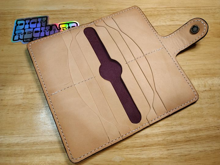 Long Clutch Wallet in Full Grain Purple Pull-up Leather product image (2)