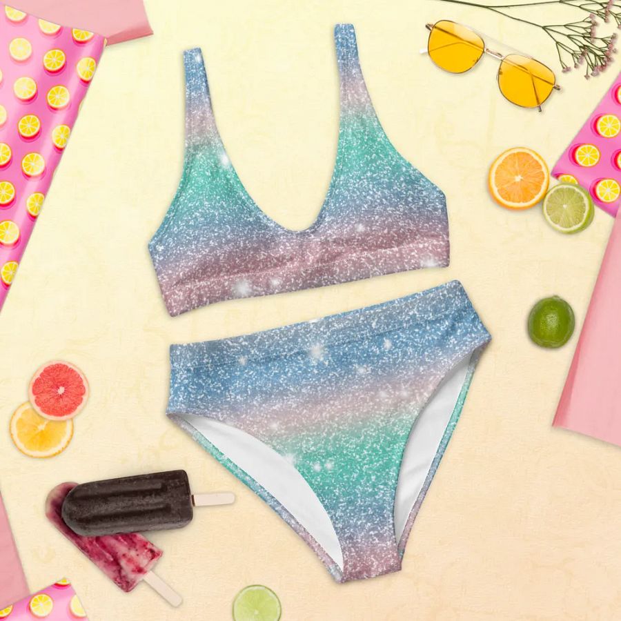 Glitter Unicorn Texture Design High Waisted Bikini (5) product image (12)