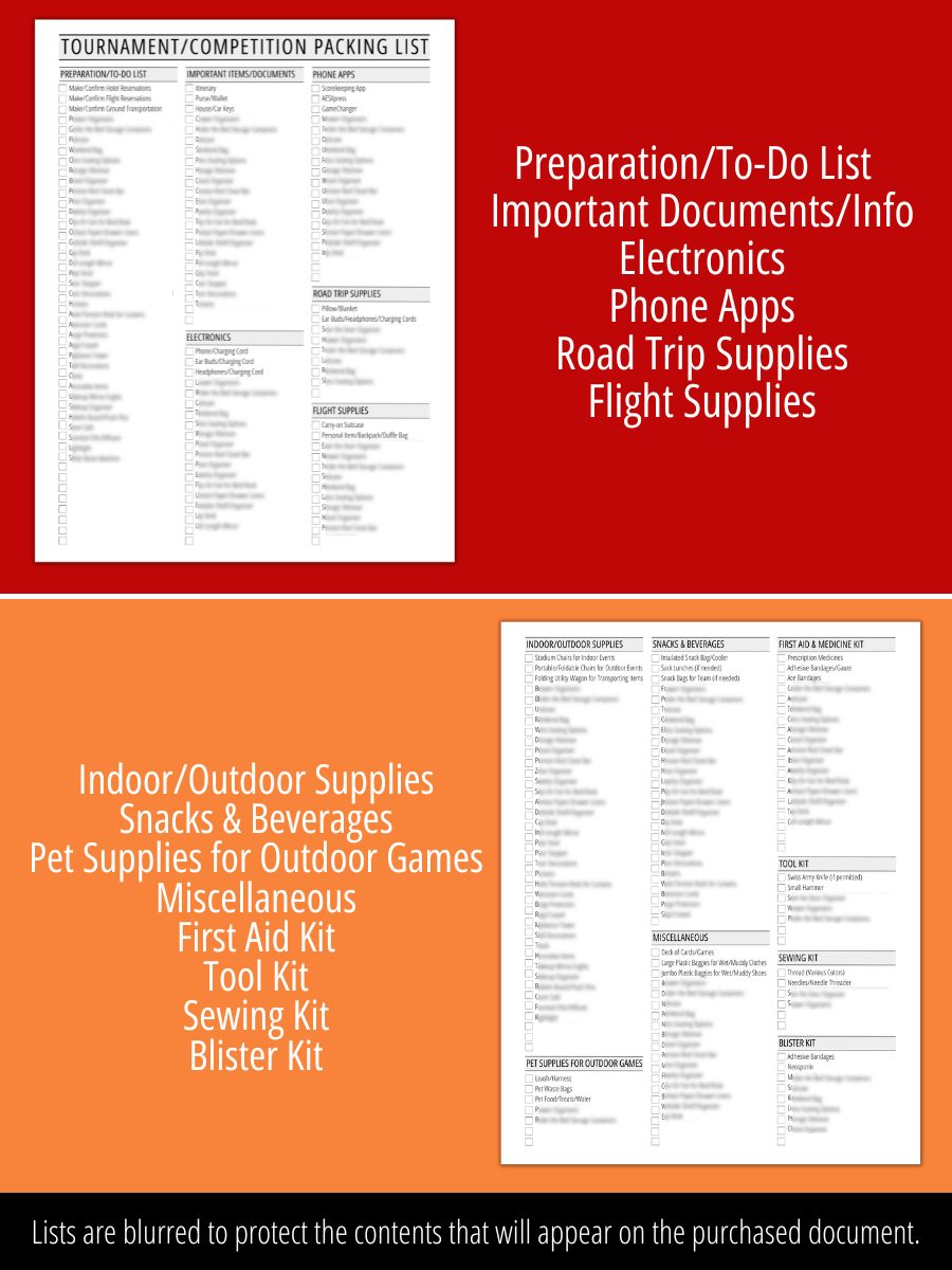 Sports Packing List - Tournaments, Games & Competitions product image (2)