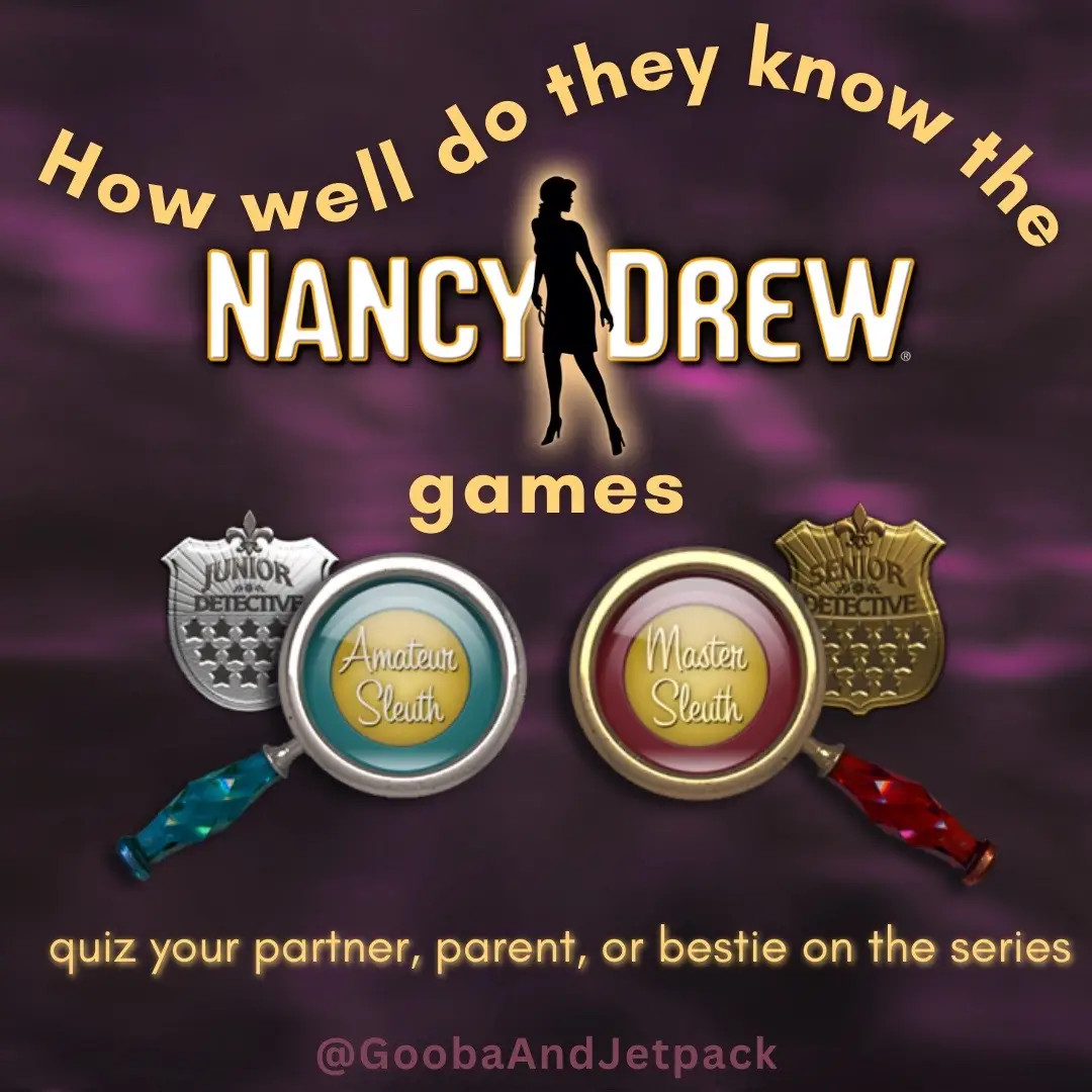 How well do they know the Nancy Drew games by Her Interactive (@nancydrewpcgames) ?? Send this to your partner, parent, bestie, or pal and see if they've picked up any second-hand Nancy Drew knowledge. #fyp #nancydrew #herinteractive #nancydrewgames #foryou #cozygames #quiz #favoritegame #nancydrewcomputergames #mysterygame 