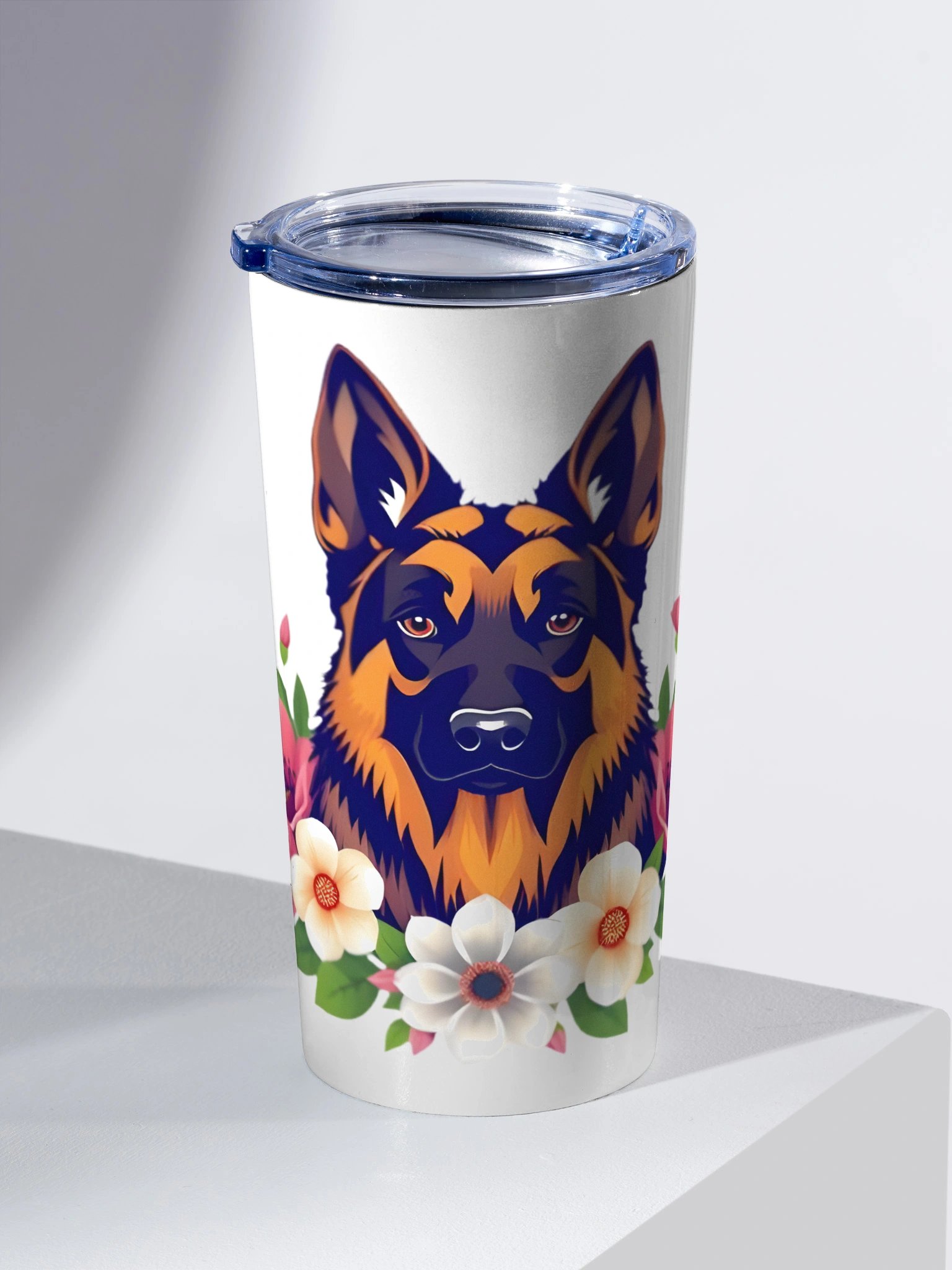 Floral German Shepherd 20oz Stainless Steel Tumbler product image (2)