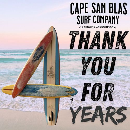 Thank You for Four Amazing Years.
.
.
#capesanblas #capesanblassurf #capesanblasfl #surfshop #gulfcounty #SurfBrand