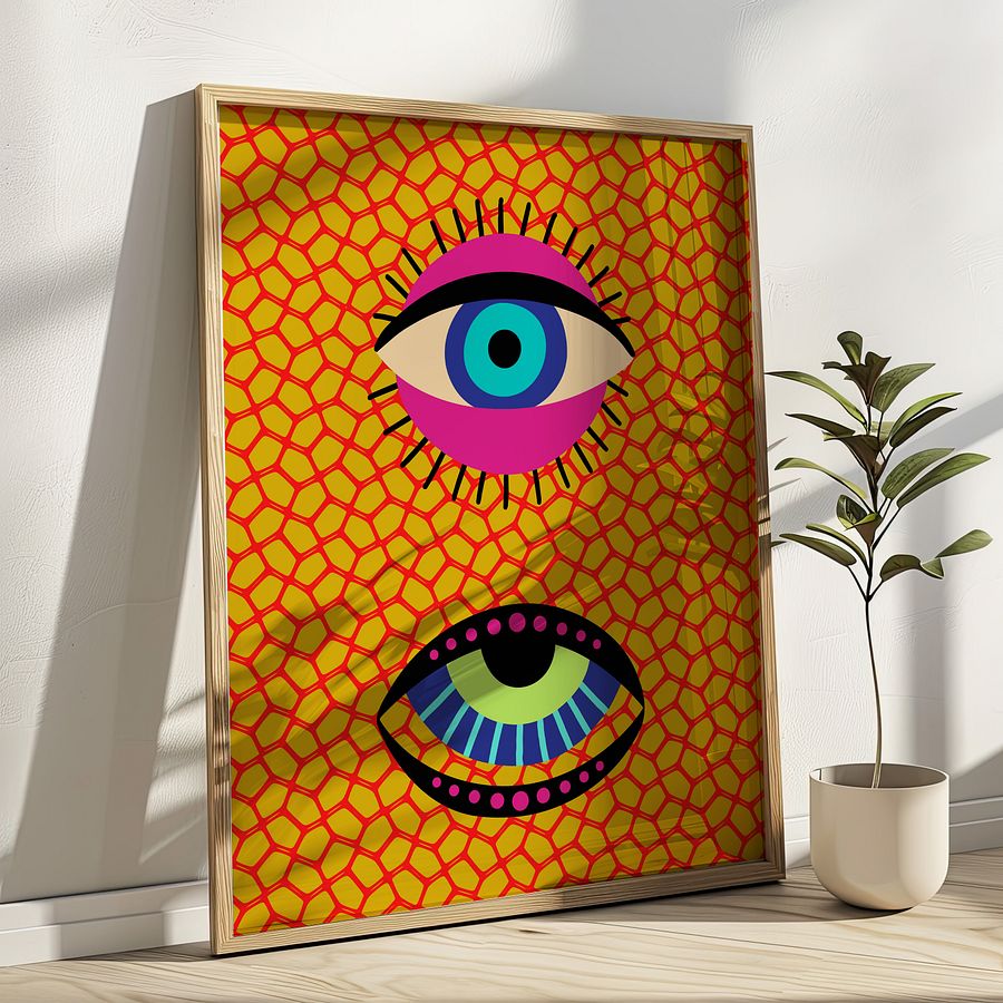 Yayoi Kusama Evil Eyes Maximalist Art Print product image (1)