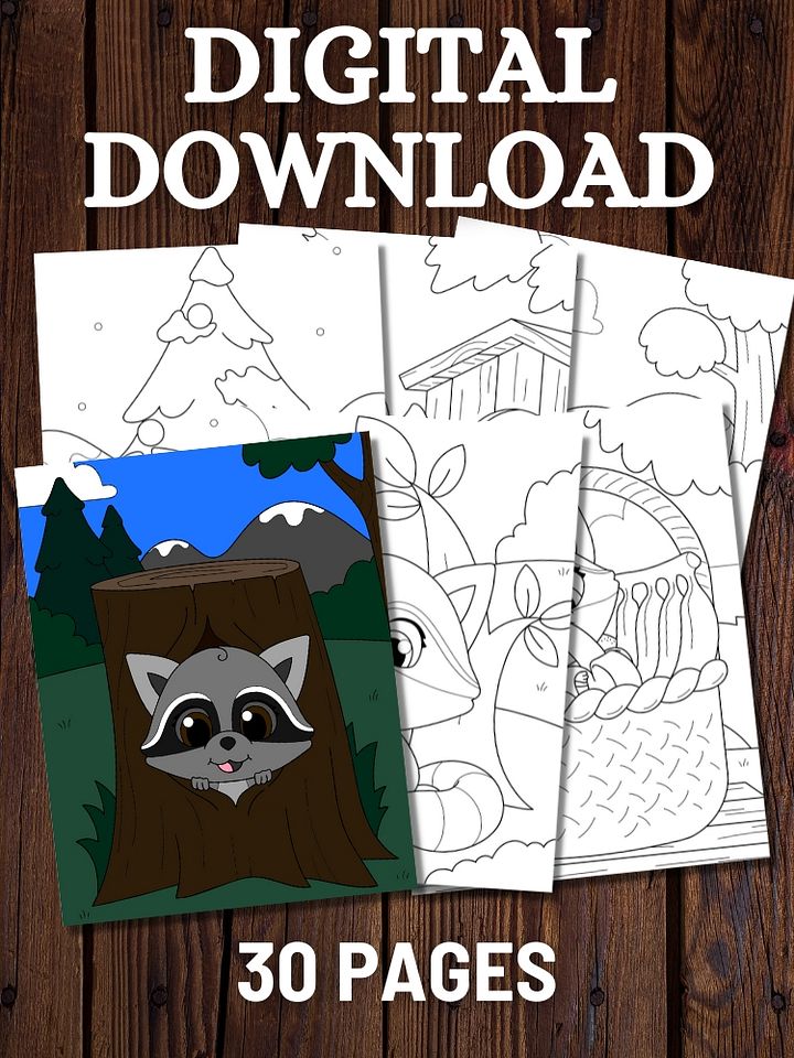 Raccoon Printable Coloring Pages for Kids product image (1)