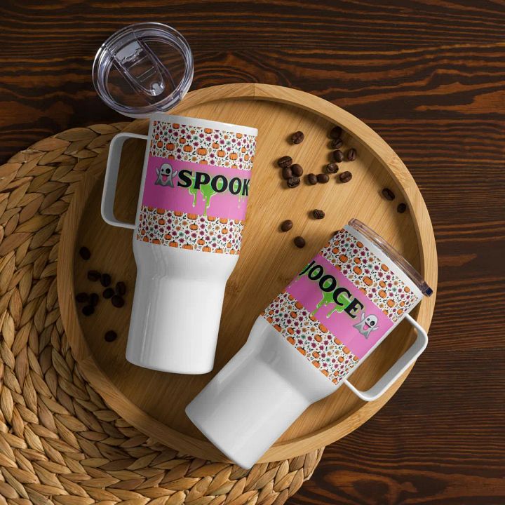 SPOOKY JOOCE Pink Patterned Travel Mug product image (1)