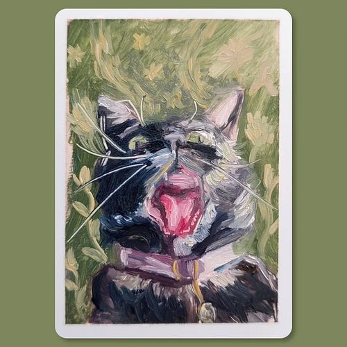 Painted a screaming cat. Was fun, would recommend.

Oil on card 64x89mm / 2.5x3.5in 

#oilpainting #art #painting