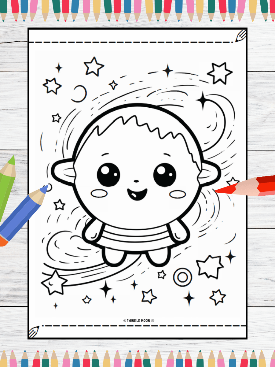 20 Cute Kawaii Space Coloring Pages#3 (PDF Coloring Pages) product image (4)