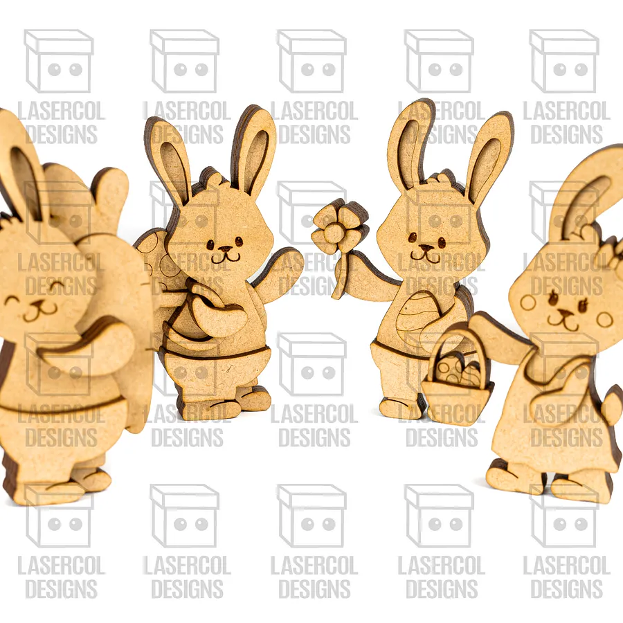 Cute Easter Bunny Figurines Set 1 - Laser Cut Files product image (5)