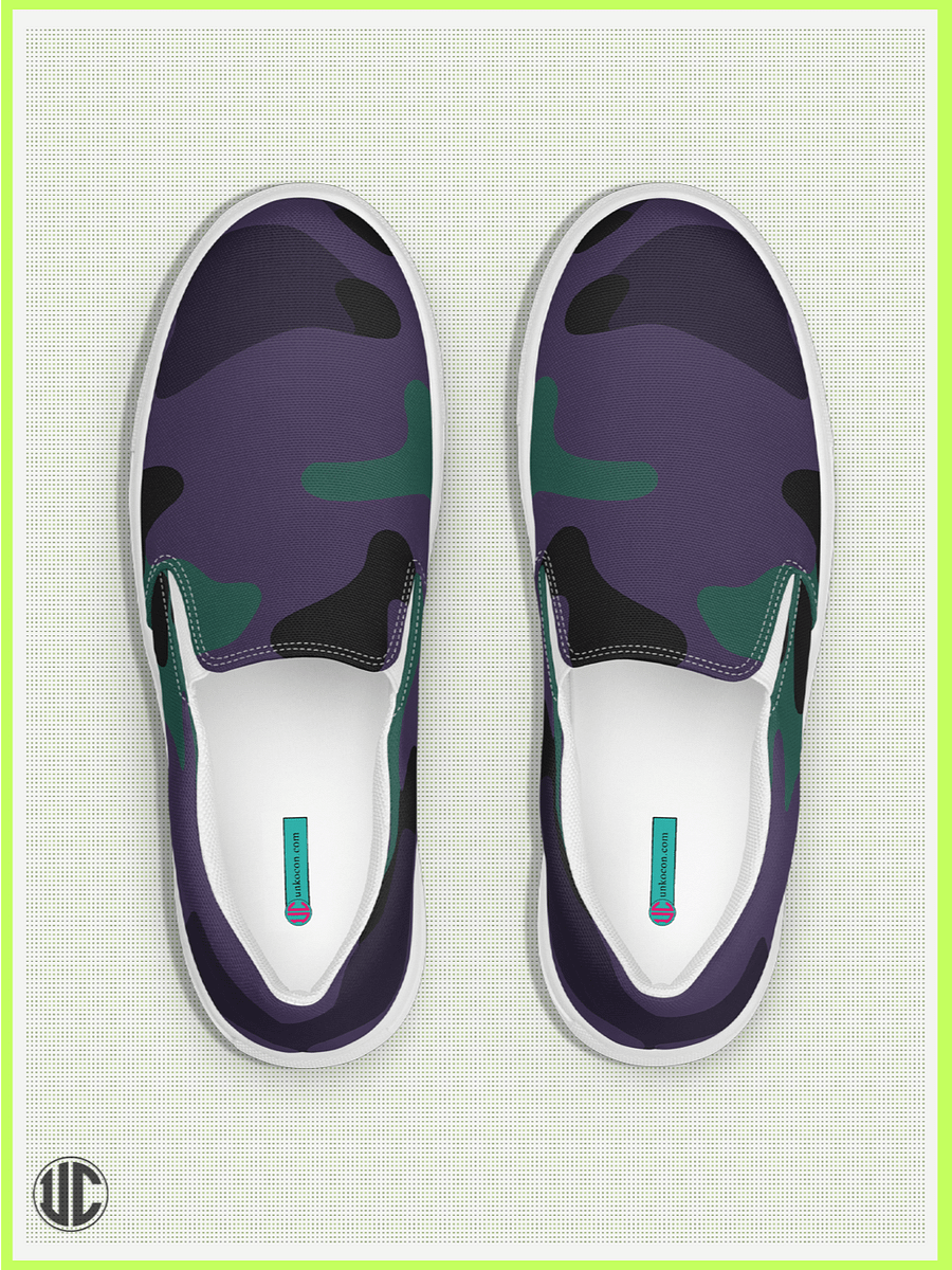 UnkoCon – Midnight Purple Camo Women’s Slip-On Shoes product image (1)