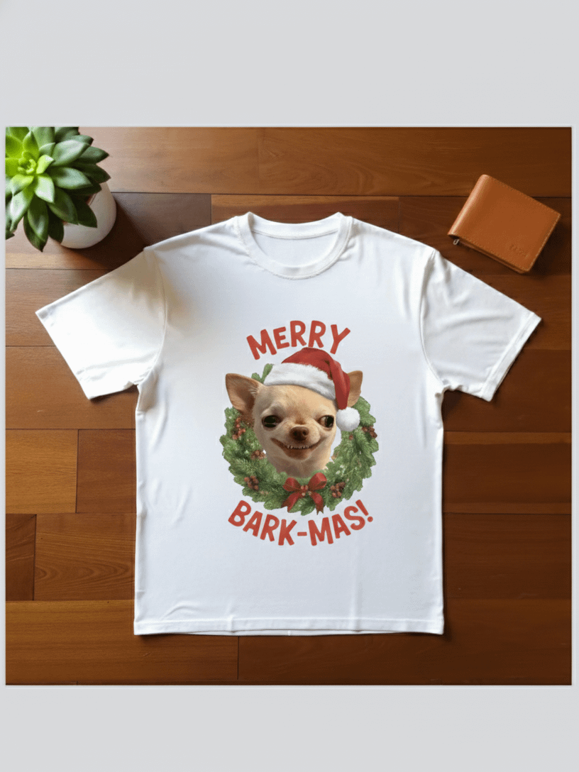 MARRY BARK-MAS! Evil Dog Meme T-Shirt product image (1)