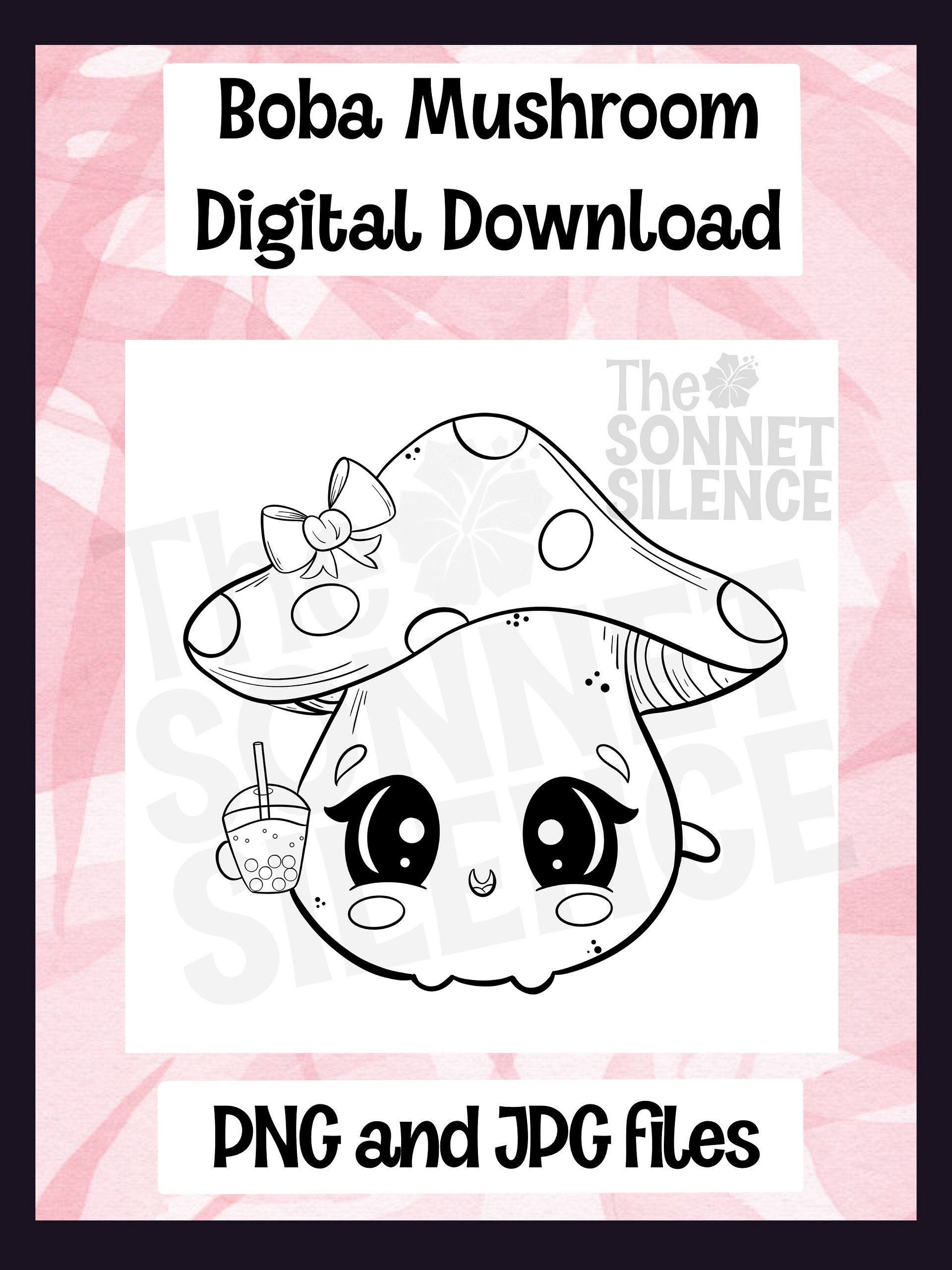 Boba Mushroom line art Digital download product image (1)