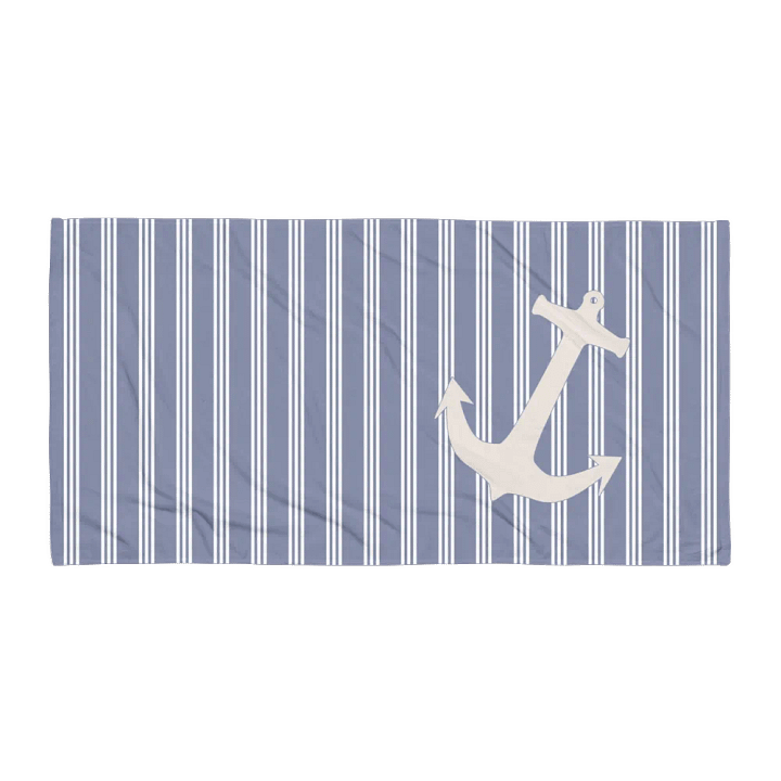 BLUE Striped Anchor Towel - MARITIMES HANDTUCH MIT STREIFEN UND ANKER product image (1)