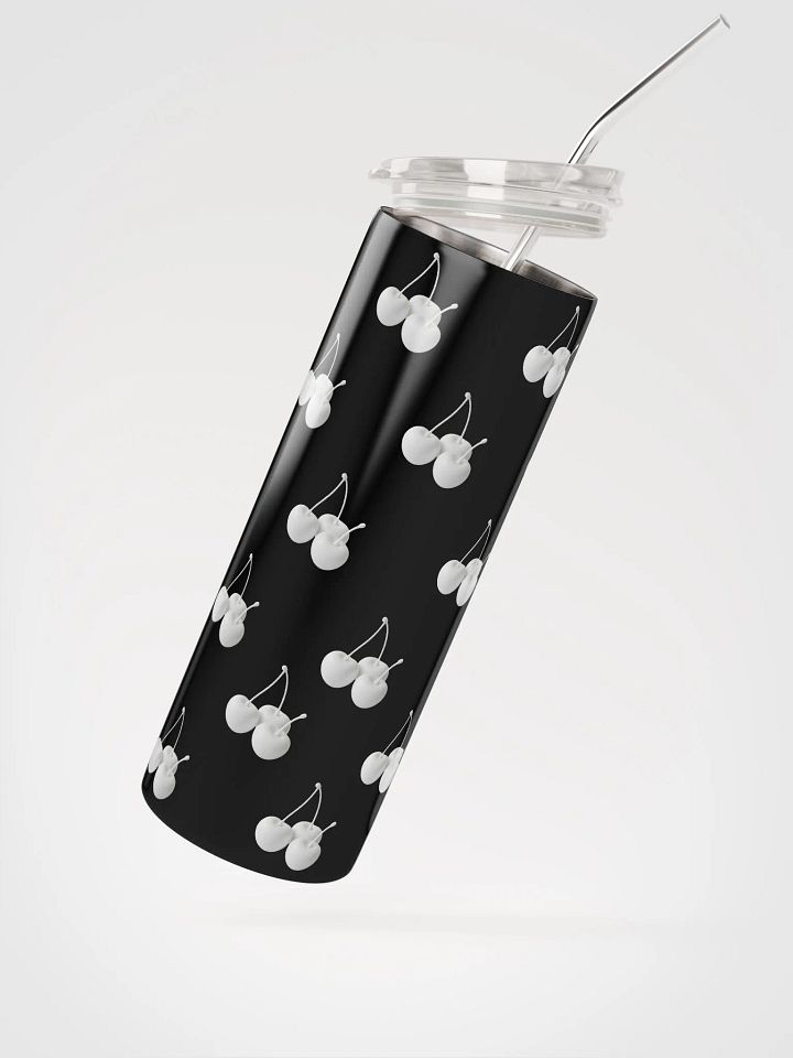 White Cherries Large Stainless Steel Tumbler with Reusable Straw product image (5)