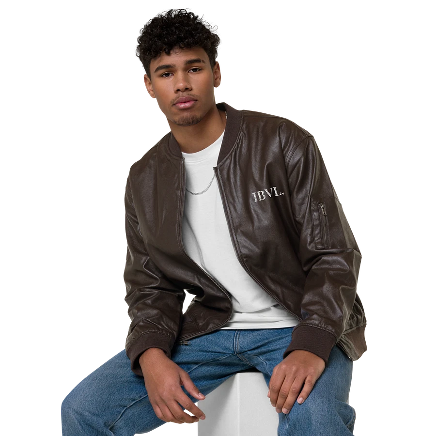 Embroidered Brown IBVL Signature Unisex Faux Bomber Jacket product image (7)