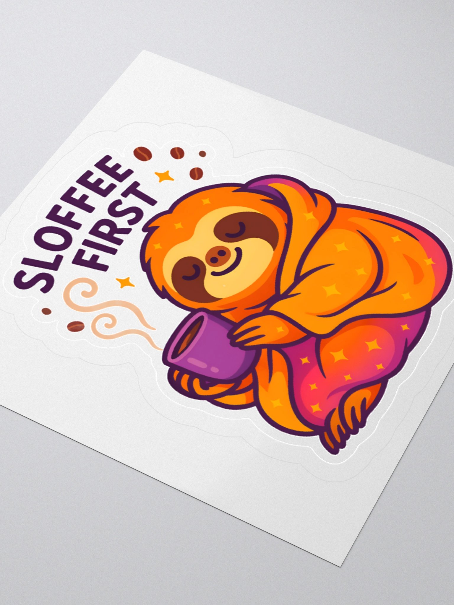 Sloffee First – 3" Funny Coffee Sloth Sticker | Sloths Having Snacks Collection product image (3)