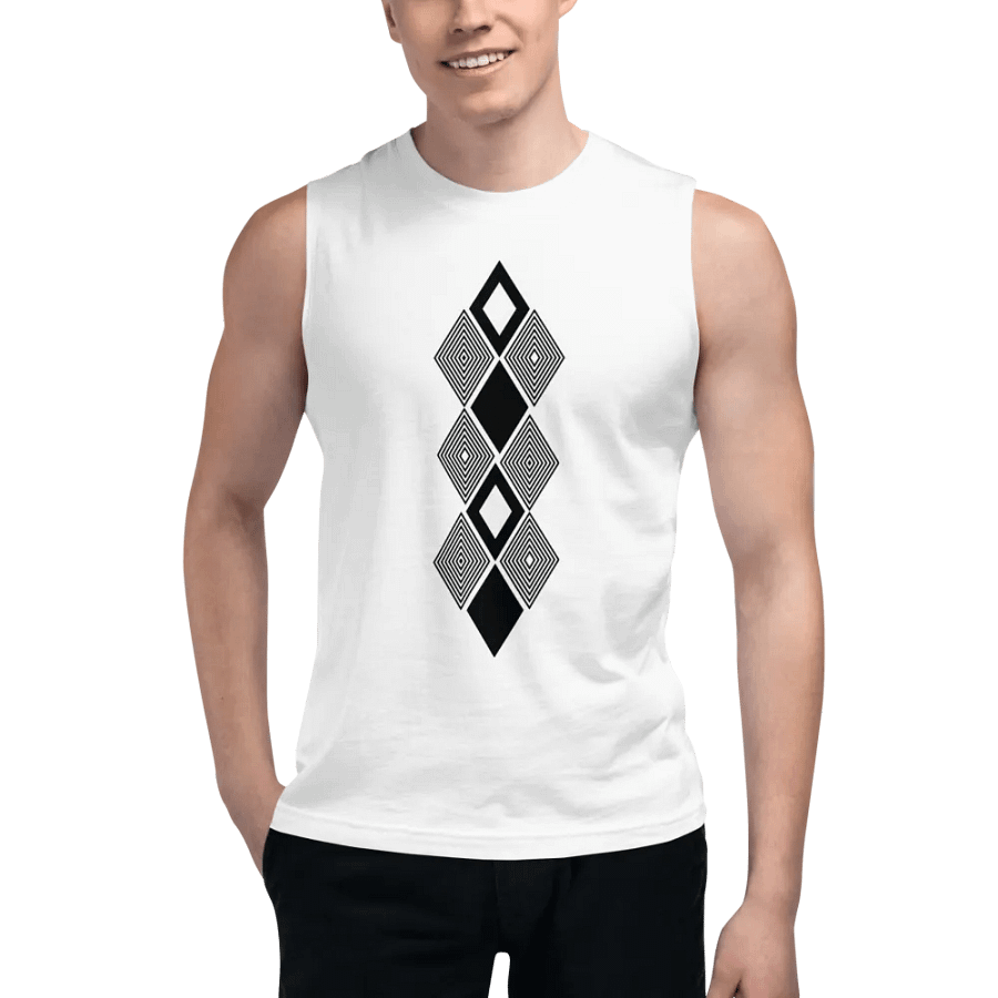 Black and white triangle design Muscle Tank product image (5)