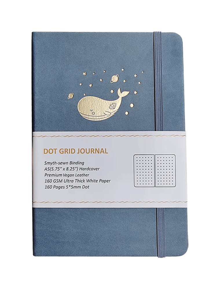 Light Blue Sea Design Faux Leather A5 Dot Grid Notebook product image (1)