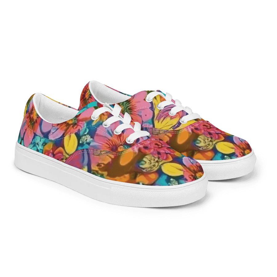 Abstract Floral Pastel 2 _ Custom Lace Up Shoes _ Calceonova Streetwear Woman Sneakers product image (11)