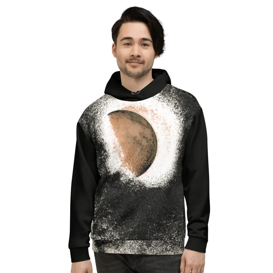 Abstract Textured Disintegrating Moon Unisex Pull Over Hoodie product image (3)