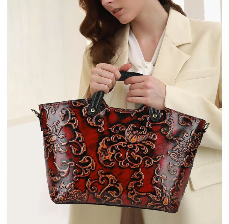 Women Genuine Leather Shoulder Bag Handbag Purse Crossbody Embossed Tote Travel product image (3)