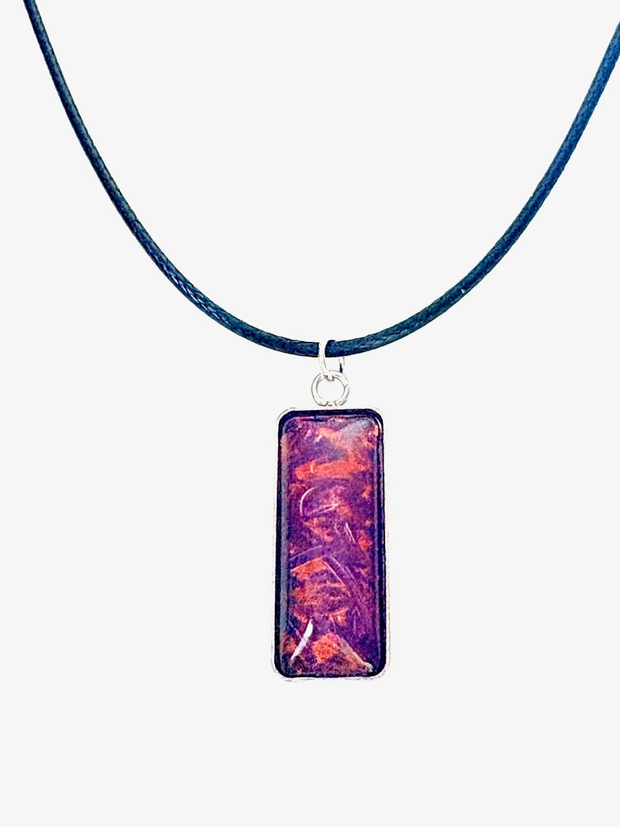 Electric Tide Pendant Necklace | Pink, Purple & Red Tones | Rectangle Cabochon | Monique Faella Designs™ | MFD-00140 product image (1)