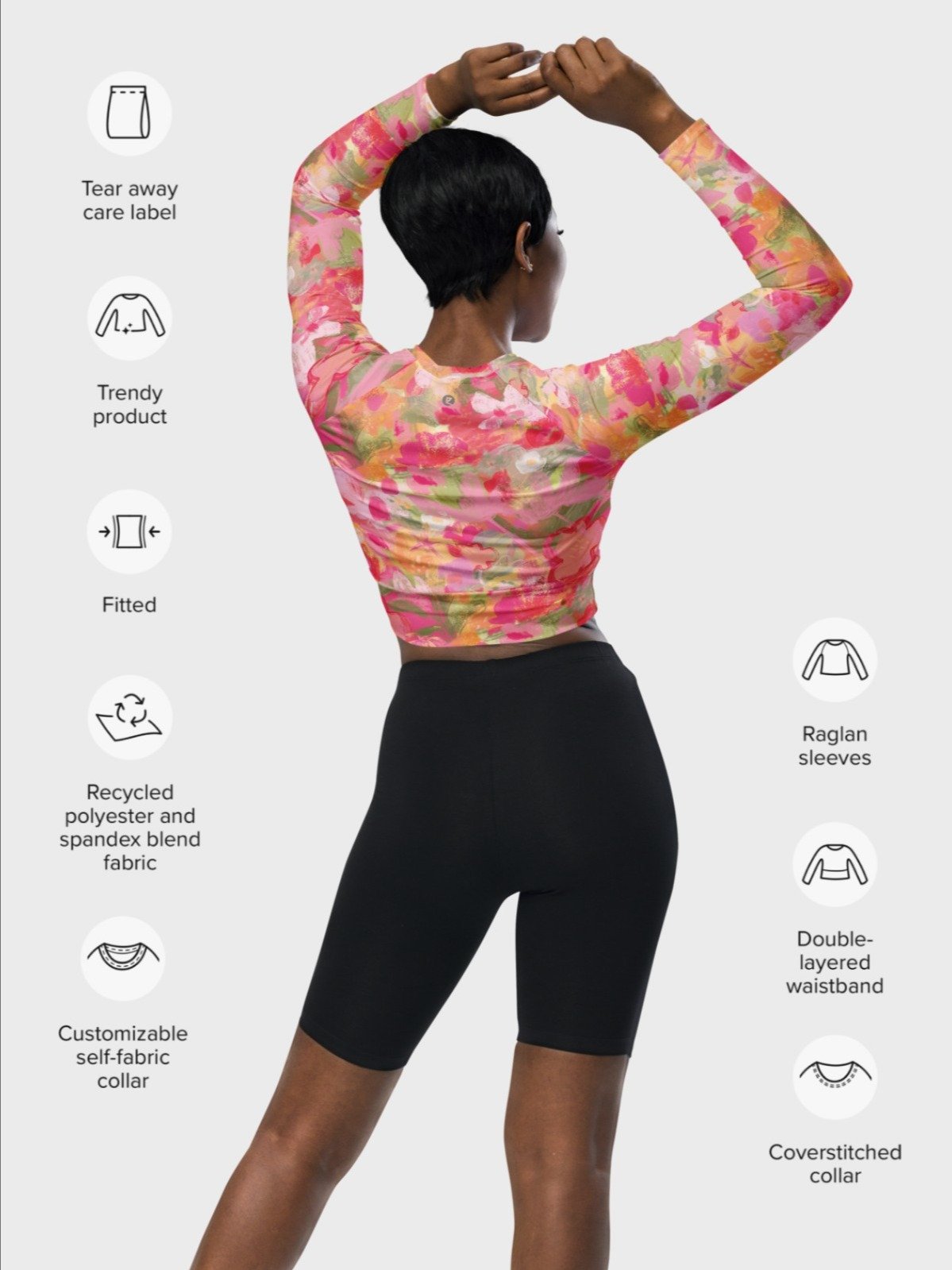 Recycled Crop Top "Sweet Pastel Florals of Spring" product image (3)