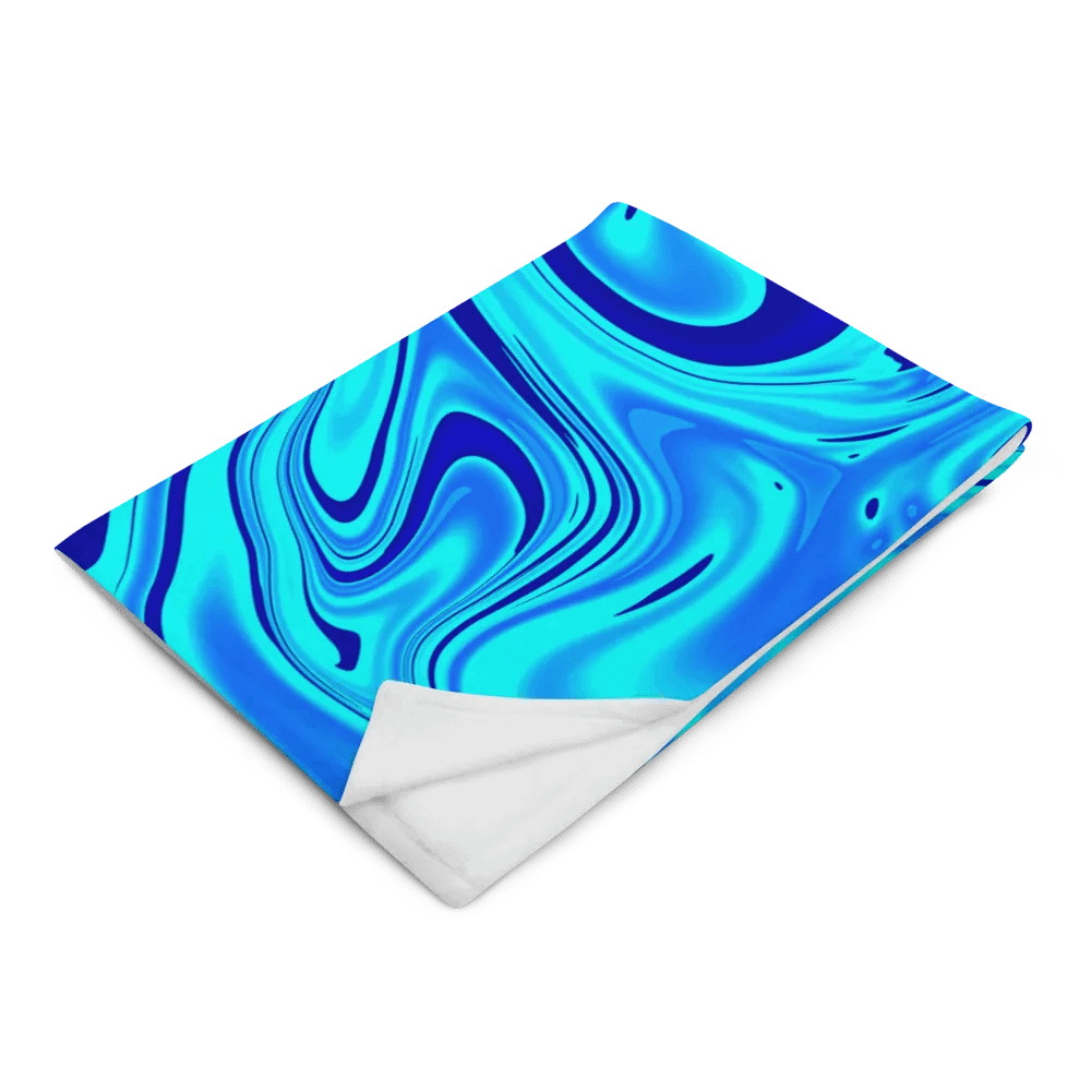 Throw Blanket - Light and Dark Blue Digital Fluid Art product image (8)