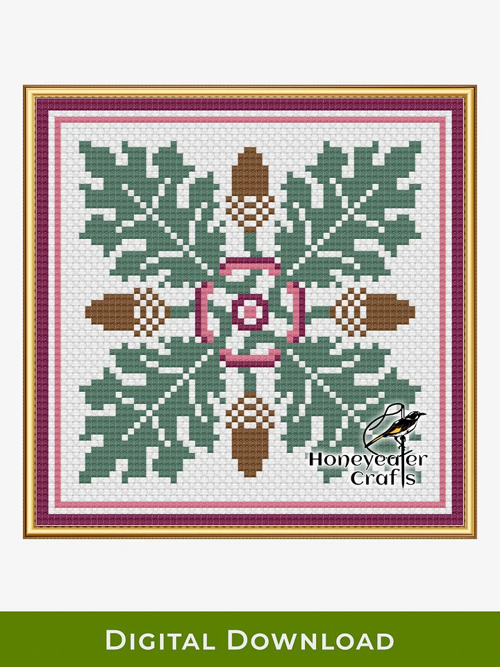 Oak Leaves and Acorns: Abstract Cross Stitch Pattern PDF product image (1)