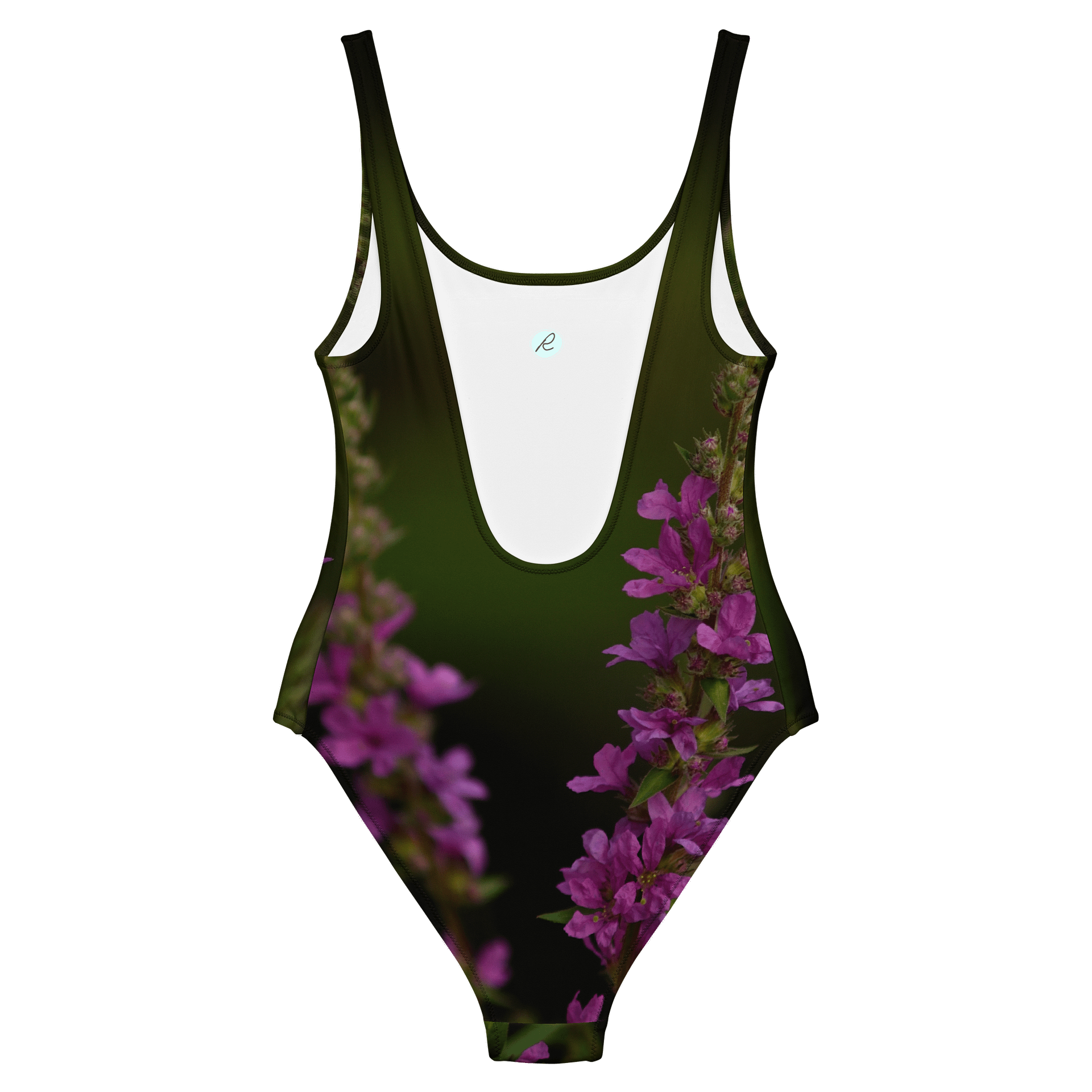 Badeanzug - Violette Blüten vor dunklem Hintergrund product image (6)