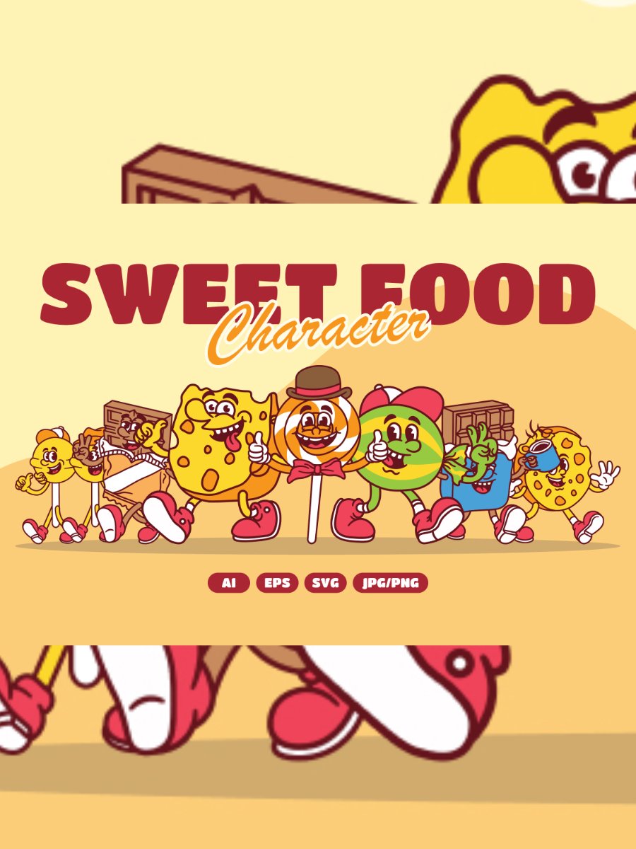 Retro Sweet Food Character Illustration product image (1)