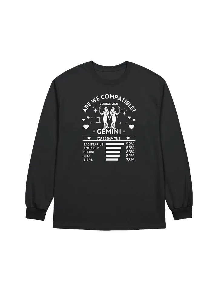 Gemini Zodiac Sign Romantic Compatibility - Gildan Ultra Cotton Unisex Long Sleeve T-Shirt - Dark Colors product image (2)