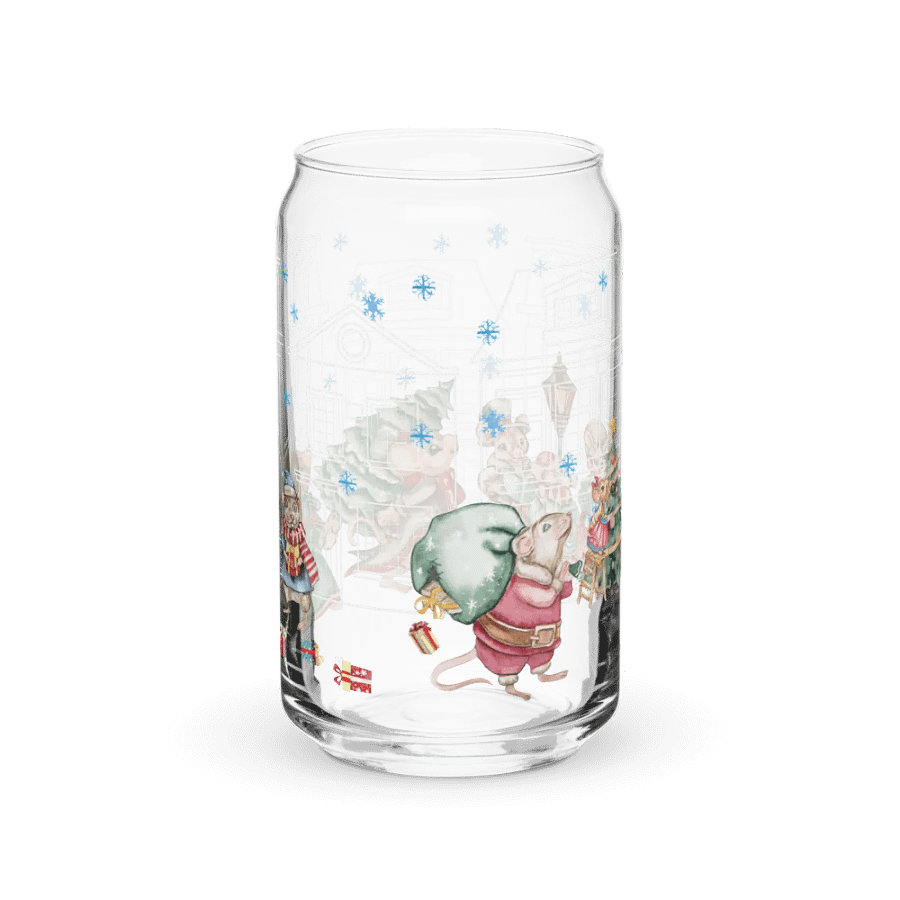 Prelude To Christmas Glass Can Tumbler | 16oz Holiday-Themed Drinkware | Festive Winter Scene Design product image (12)