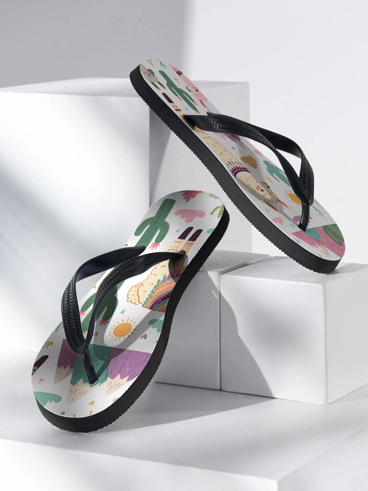Cute llama flipflop product image (2)