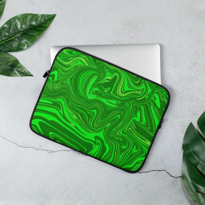 Laptop Sleeve - Different Shades of Green Digital Fluid Art product image (3)