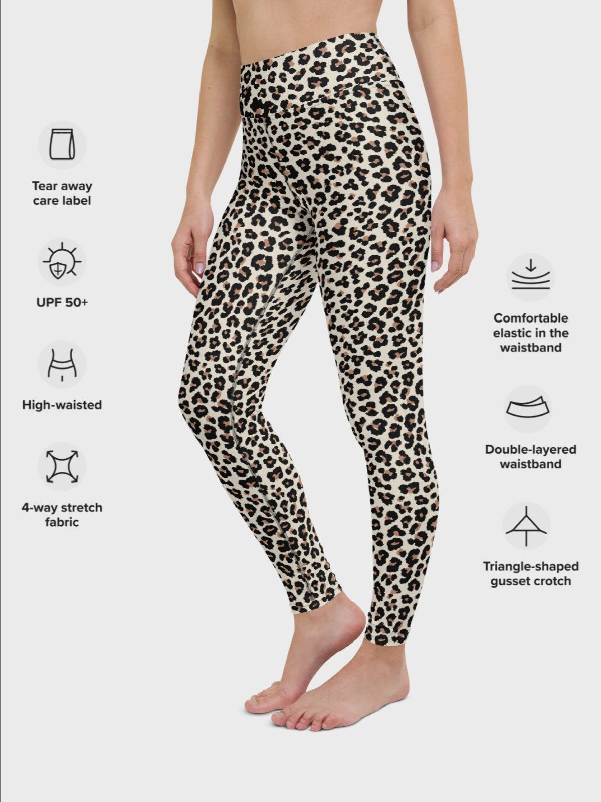 High-Waisted Leggings "Abstract Animal Leopard Skin Fur Pattern" product image (6)