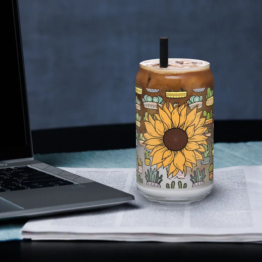 Sunflower Cacti Glass Can Sipper product image (3)