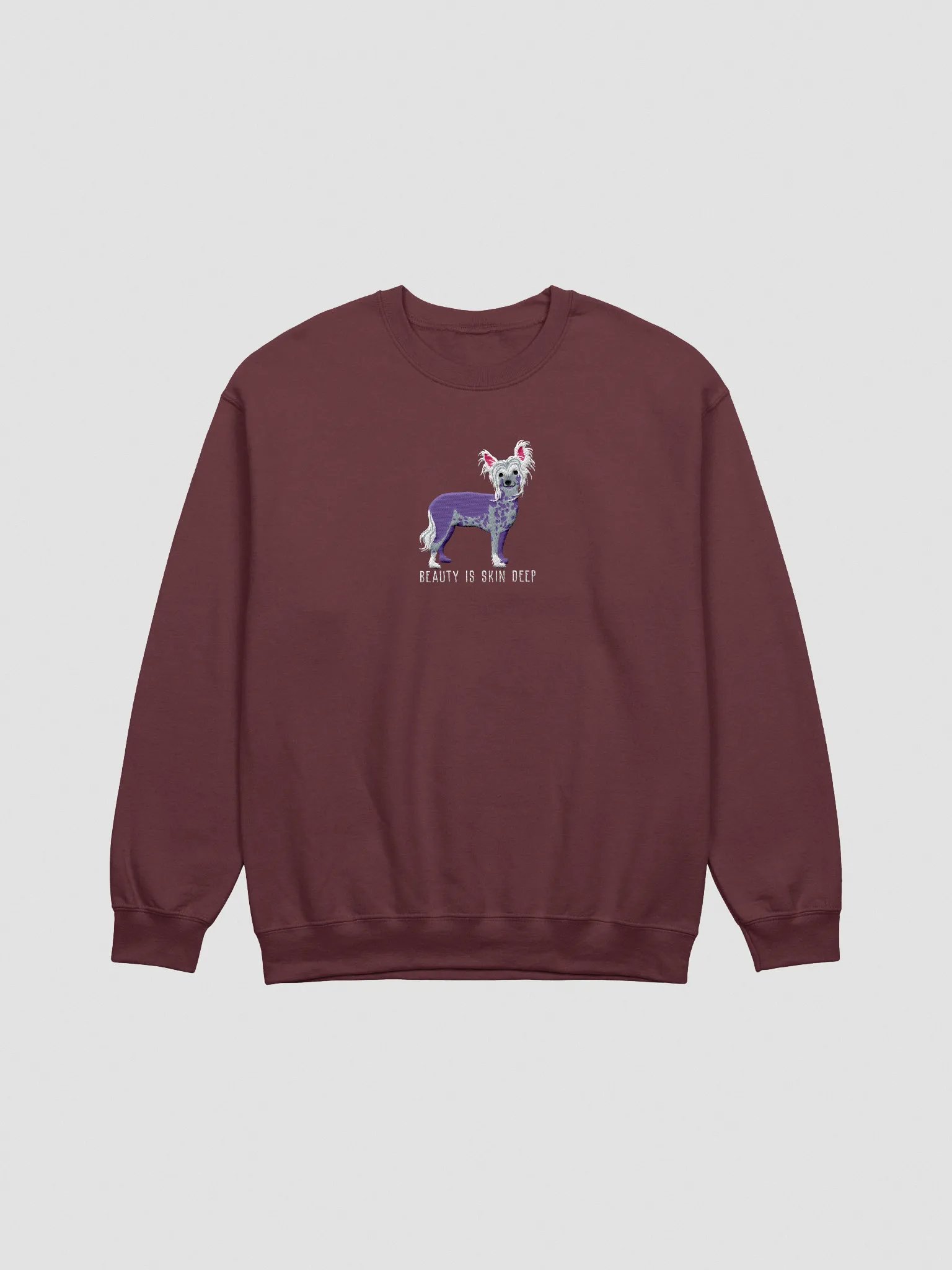 Beauty Is Skin Deep Sweatshirt (Embroidered) of a Chinese Crested Dog product image (3)