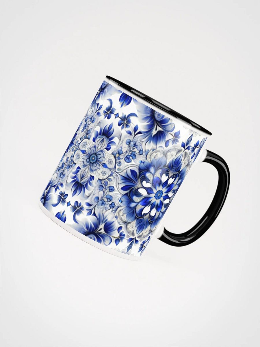 Coffee Mug with Color Inside - Blue and White Floral Design product image (3)