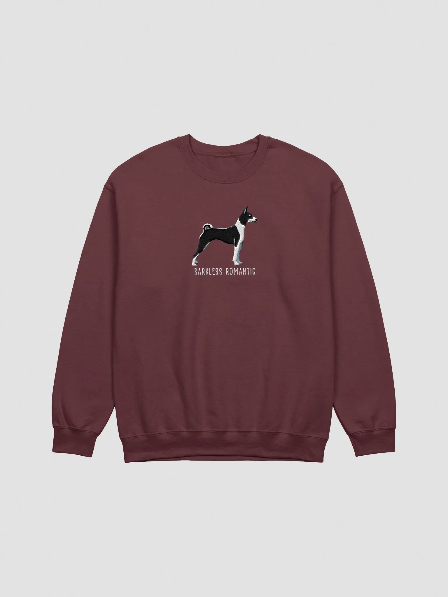 Barkless Romantic Sweatshirt (Embroidered) of a Basenji(Black & White) product image (3)