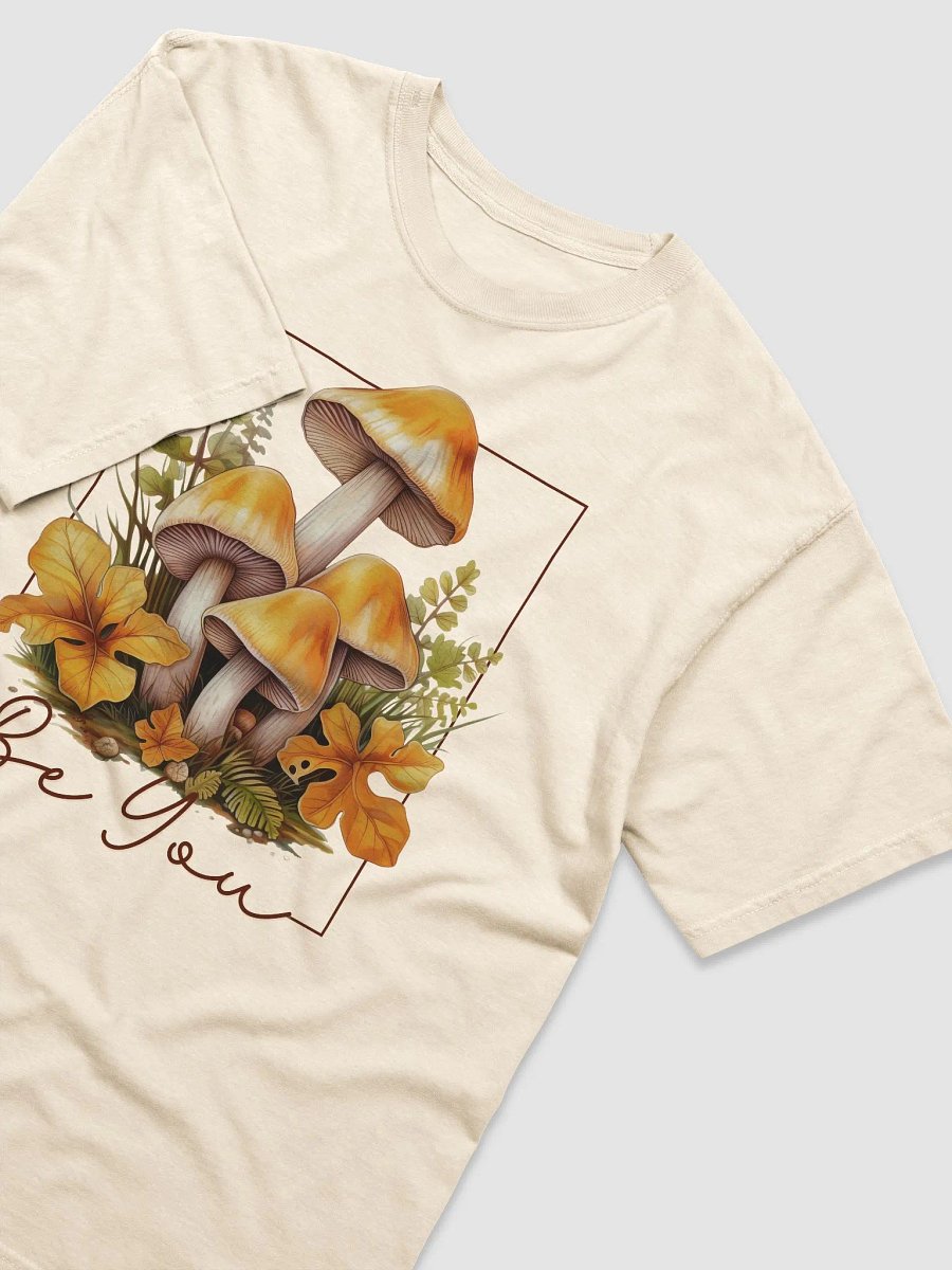 Be You Inspirational Mushroom T-Shirt - Orange Mushrooms & Fall Leaves Graphic Tee product image (3)