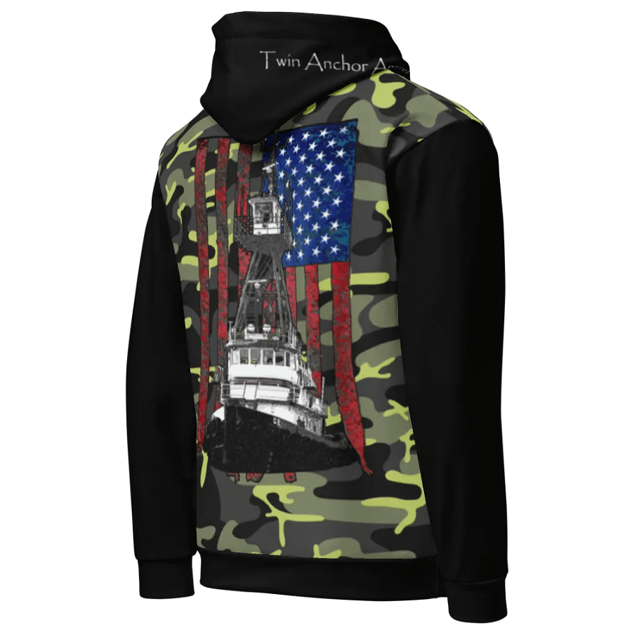 black & Green Tug CE & CE Flage Hoodie product image (9)