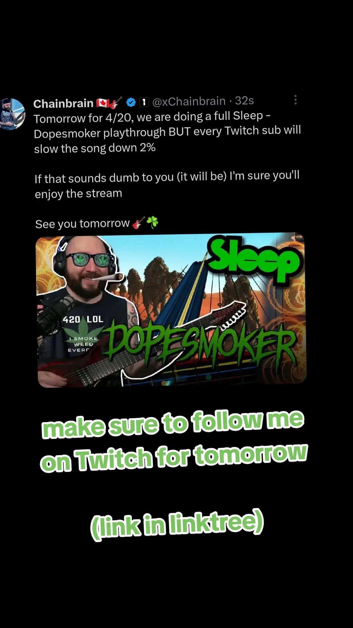 tomorrow will be a silly stream #dopesmoker #sleep #fourtwenty #twitch #twitchpartner #metalmeme #metalmemes #doommetal #hightimes #twitchstreamer #twitchmoments 