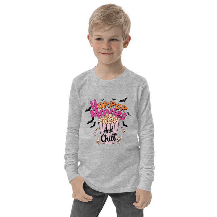 Horror Movies and Chill Popcorn Youth L/S Tee product image (2)
